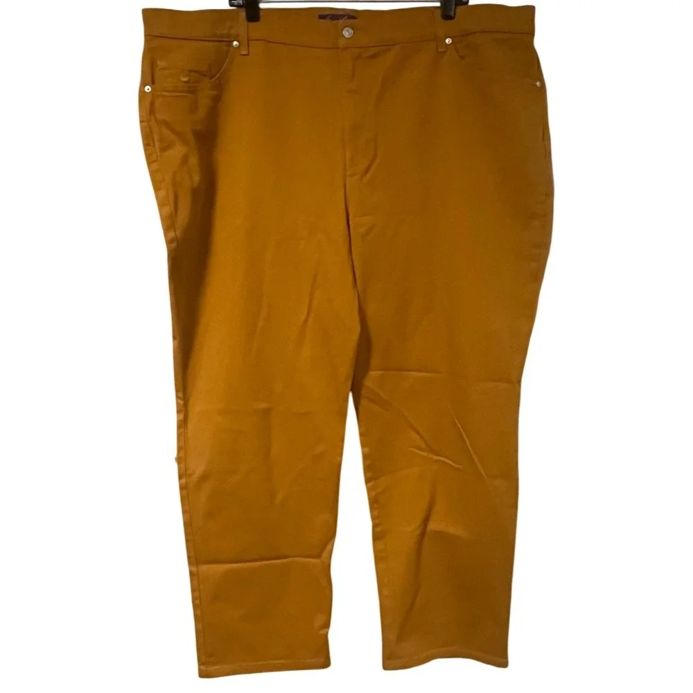 Gloria Vanderbilt Amanda Jeans‎ Mustard Yellow Tapered Leg Size 24W